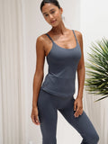 Balion Swiftfit Sculpting Singlet Lunar Grey forfra – helfigur med justerbare stropper og flare tights